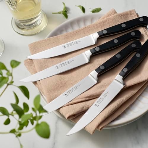 HENCKELS Classic Razor-Sharp Steak Knife Set of 4, German Engineered Informed by 100+ Years of Mastery, Black/Stainless Steel