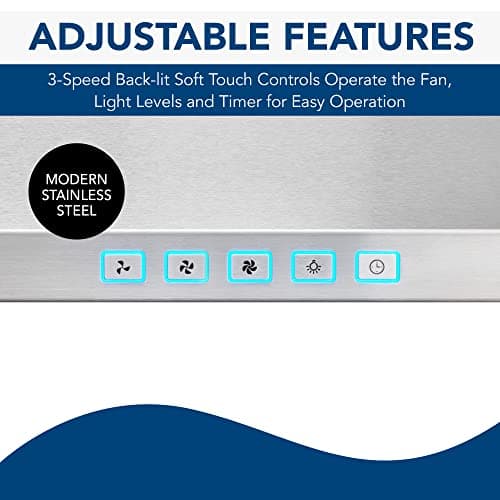 Broan-NuTone BWP1364SS Pyramidal Range LED Lighting Convertiable Wall-Mount Kitchen Chimney Vent Hood, 36-Inch, Stainless Steel