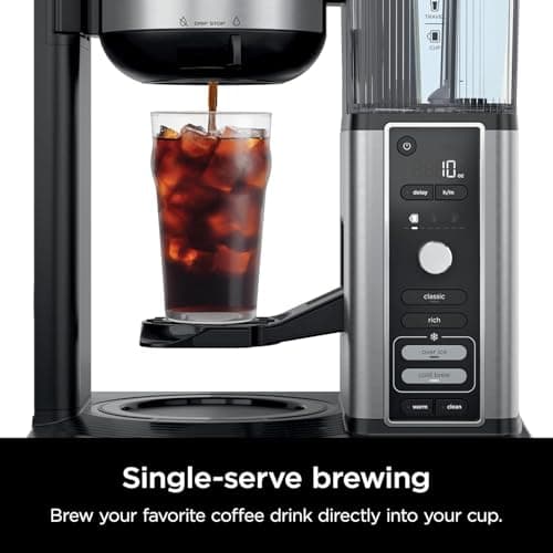 Ninja CM371 Hot & Iced XL Coffee Maker with Rapid Cold Brew, 4 Brew Styles, 8 Sizes Small Cup to Travel Mug, Single-Serve and 12-Cup Carafe, Permanent Filter, Removable Reservoir, Black (Renewed)