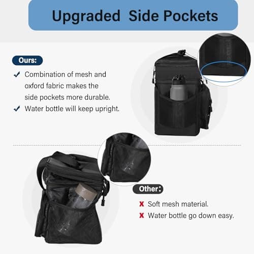 Lunch Box Cooler Bag - Tactical Insulated Lunchbox for Men - Large Soft Expandable Lunch Pail for Adults Work Outdoor Shifts Trips Black 16L