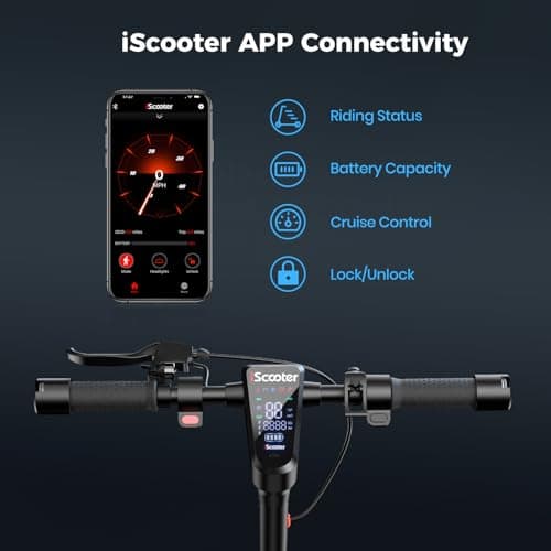 iScooter Electric Scooter for Adults,50/30 Miles Range, 28 MPH Top Speed, 800/750W Motor, 10" Pneumatic Tires, Foldable Dual Shock Absorption Commuting E Scooter with APP & Turn Signals & Storage Bag