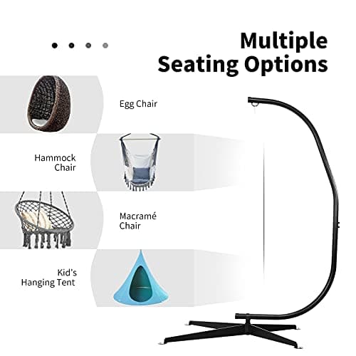 Giantex Hammock Chair Stand Only, Heavy Duty Steel C-Stand for Hanging Chair, 360° Rotation Egg Chair Stand W/Carabiner, 2" Diameter Steel Pipe, 81.5" H Stand for Swing Chair Outdoor Indoor