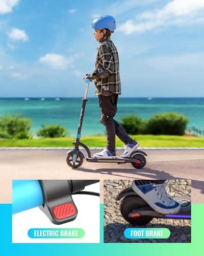 Gyroor H40 Kids Electric Scooter, 180W Motor, Up to 10 MPH, LED Display & Colorful Lights, Adjustable Height, for Boys & Girls Ages 8-12, Great Birthday Gift