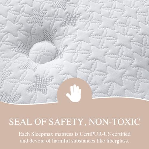 Sleepmax Queen Mattress 14 Inch - Hotel-Collection Hybrid Mattress Extra Lumbar & Hip Support - Deep Sleep Bed in a Box Pain Relief - Fiberglass-Free, CertiPUR-US Certified, 365-Night Trial