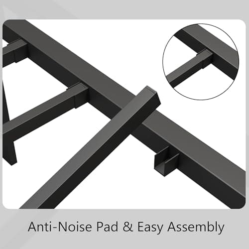 King Size Metal Platform Bed Frame/Victorian Style Headboard and Footboard/Steel Slat Support/Easy Assembly/No Box Spring Needed/Underbed Storage/Noise Free/Black