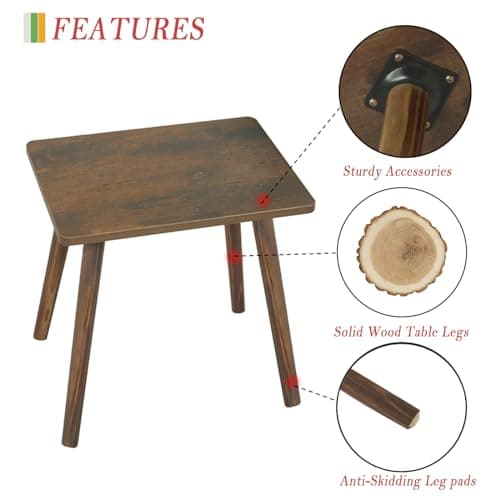 AWASEN Side Table, Small Wood End Table Living Room, Mini Bed Side Table Modern Accent Nightstand with Solid Wood for Bedroom Office Small Spaces, Rustic Brown