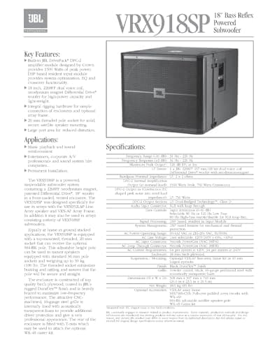 JBL Professional VRX918SP High-Power Powered Flying Subwoofer, 18-Inch