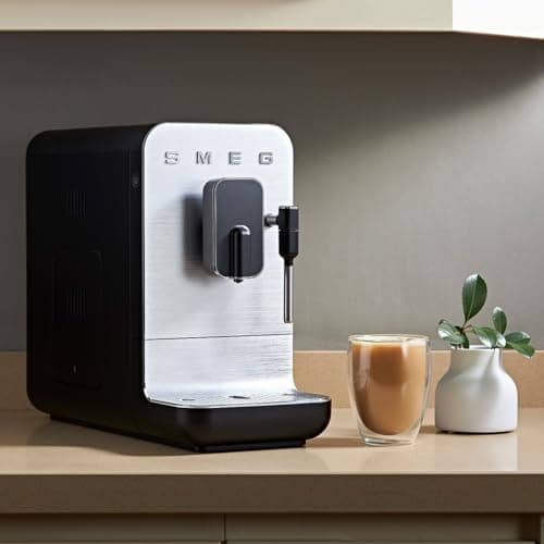 Smeg Fully Automatic Coffee Machine with Steam, Black BCC12BLMUS, Whole Bean Grinder and Titan Renew Water Tank
