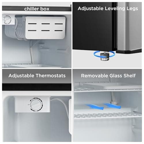 Midea WHS-87LSS1 Refrigerator, 2.4 Cubic Feet, Stainless Steel