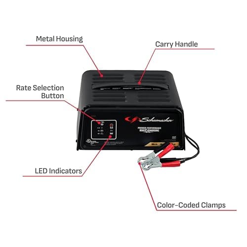 Schumacher Electric 50A 12V Car Battery Charger, Engine Starter & Maintainer - Fully Automatic Battery Charger for Cars, Trucks & RVs - 6A Charge/ 2A Maintain & 10A Boost Modes - SC1361