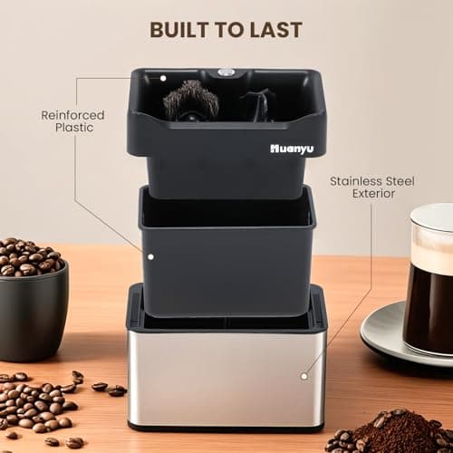 Huanyu Flat Burr Coffee Grinder with 19 Grinding Settings Large Capacity 35oz Black and Huanyu Electric Espresso Portafilter Cleaner with Dual Brush Heads and Three Scrapers Bundle
