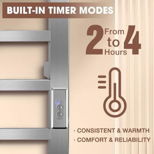 Towel Warmer for Bathroom, Heated Towel Warmer Rack Wall Mounted, 10 Bar Large Electric Hot Towel Rack with Built-in Timer, Hard-Wired & Plug-in, Fast Heating, Nickel Silver
