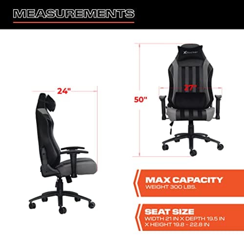 X Rocker Sigma PC Computer Gaming Office Desk Chair, with Headrest RGB LED Lights, Adjustable Seat and Armrest, 0780401, 24.41" x 49.8" x 20.87", Black