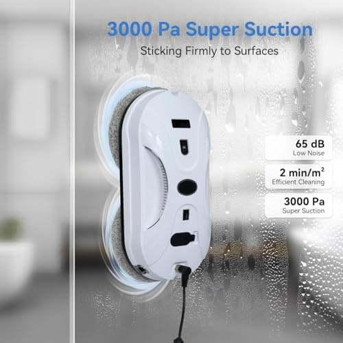 Automatic Window Cleaning Robot, Window Cleaner Robot Auto Dual Spray, 2025 Model Robot Limpia Vidrios AI Path Planning, 3000Pa Suction, Remote Control, Edge Detection for Streak-Free Glass