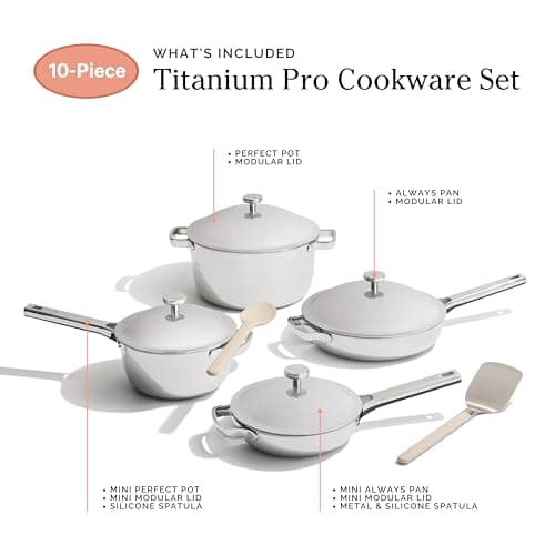 Our Place Titanium Pro Cookware Set (4-Piece) – Always Pan & Perfect Pot | Nonstick No-Coat Technology | Tri-Ply Titanium & Stainless Steel | Safe for Oven, Induction & Cooktops up to 1000°F | Chrome