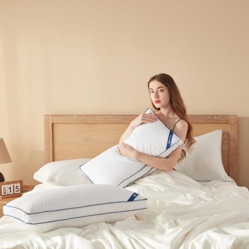 BedTreat Goose Down Pillows Queen Size Set of 2,Hotel Feather Pillows with Organic Cotton Cover,Medium Firm Bed Pillows for Side,Stomach and Back Sleepers,Luxury,Breathable(20X28)