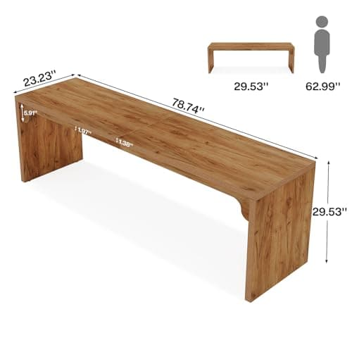 Tribesigns 78.7 Inches Long Computer Desk, Wooden Extra Long Desk, 2 Person Large Writing Table for Home Office, Brown