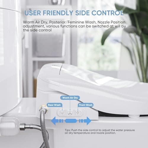 LEIVI Electric Bidet Smart Toilet Seat with Dual Control Mode, Adjustable Warm Water and Air Dryer, Ultra Slim Heated Toilet Seat, Oscillating and Pulsating Spray Wash, LED Nightlight, Elongated