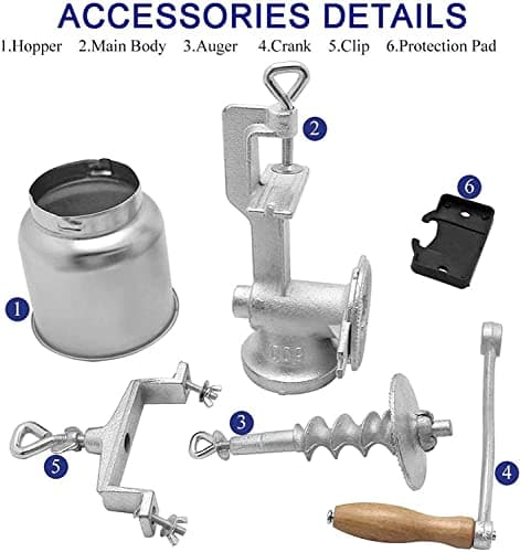 Corn Grinder Mill, Manual Stainless Steel Grain Mill with Hand Crank & Table Clamp Design, Large Hopper Grain Grinder Home Use Hand Cranking Operation for Nut, Coffee, Grain, Seeds, Corn, Spices