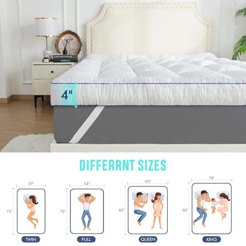 WhatsBedding 4 Inch Memory Foam Mattress Topper King Size, with 3D Bubble Mattress Pad Cover, Soft Quilted 100% Cotton Layer for Back Pain, White(78"x80")