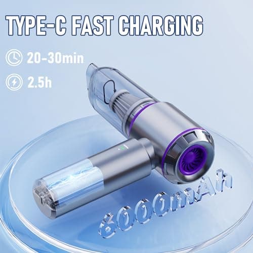 Car Vacuum Portable Cordless 20000PA High power Mini Vacuum Cleaner 4-in-1 Compressed Air Duster & Air Blower & Pump Hand Held Vacuum with Brushless Motor for Car, Home, Office,Camping (Purple)