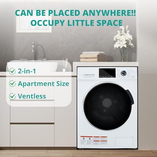 Washer and Dryer Combo, 3.1 cu.ft, Apartment Ventless All In One Washer Dryer,110V 24"W Large Capacity Front Load Washing Machine and Dryer, Compact Lavadora y Secadora 2 en 1 for RV Apartment Home