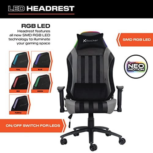 X Rocker Sigma PC Computer Gaming Office Desk Chair, with Headrest RGB LED Lights, Adjustable Seat and Armrest, 0780401, 24.41" x 49.8" x 20.87", Black