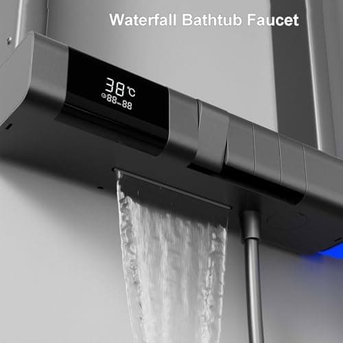 Thermostatic Shower System, 2025 Innovative 6 Functions Shower Faucet Set, LED Digital Display, 5 Piano Keys, 40x10cm Shower Head Sets Complete and Handheld, Bathtub Faucet, 59A Copper