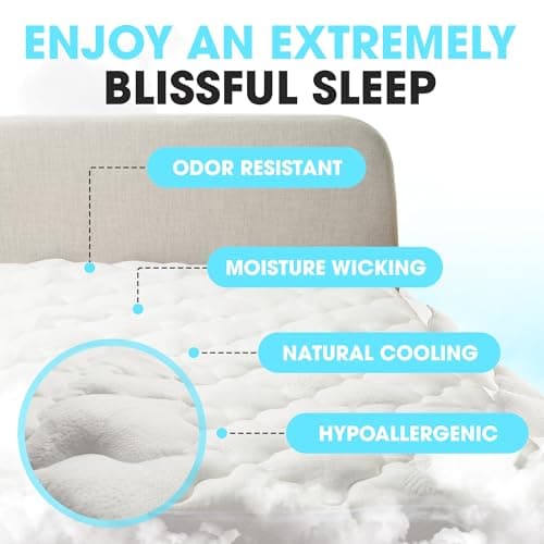 Cheer Collection Queen Size Mattress Topper – Extra Thick and Plush Pillow Top Mattress Pad, Soft Rayon from Bamboo Cover, Cooling, Breathable, and Machine Washable Mattress Topper for Queen Bed