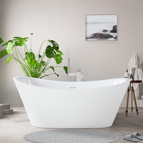 71" Acrylic Freestanding Bathtub Contemporary Soaking White Tub