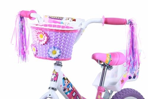 Titan Girls BMX Bike for Kids Ages 4-7, 16-Inch Wheels, 9-Inch Frame, Training Wheels, Toy Seat, Doll Basket, Streamers, First Bike, Princess Bicycle, Gift for Girls