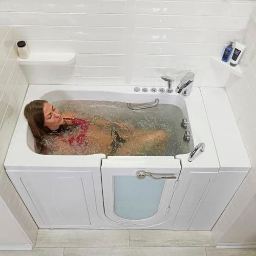 Ella Capri 30"x52" Acrylic Air + Hydro Massage and Heated Seat Walk-In Bathtub with Right Outward Swing Door, 2 Piece Fast Fill Faucet, 2" Dual Drain