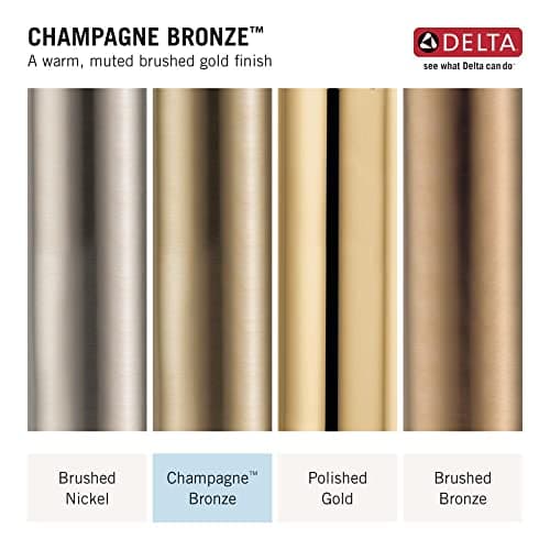 Delta Nicoli Brushed Gold Bathroom Faucet 1 Hole, Single Hole Bathroom Sink Faucet for Vanity, Push-Pop Drain Assembly, Champagne Bronze 15849LF-CZ