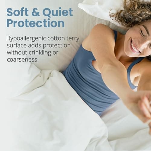 SafeRest Waterproof King Size Mattress Protector - Fitted with Stretchable Pockets - Machine Washable Cotton Mattress Cover for Bed