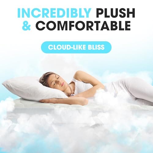 Cheer Collection Queen Size Mattress Topper – Extra Thick and Plush Pillow Top Mattress Pad, Soft Rayon from Bamboo Cover, Cooling, Breathable, and Machine Washable Mattress Topper for Queen Bed
