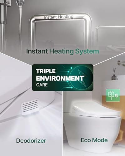 Coway Electronic Bidet Elongated Toilet Seat with Instantaneous Water Heating, Heated Seat and Dryer, Auto Open and Close Lid, Night Light, Deodorizer, Stainless Nozzle, Remote Control 500S