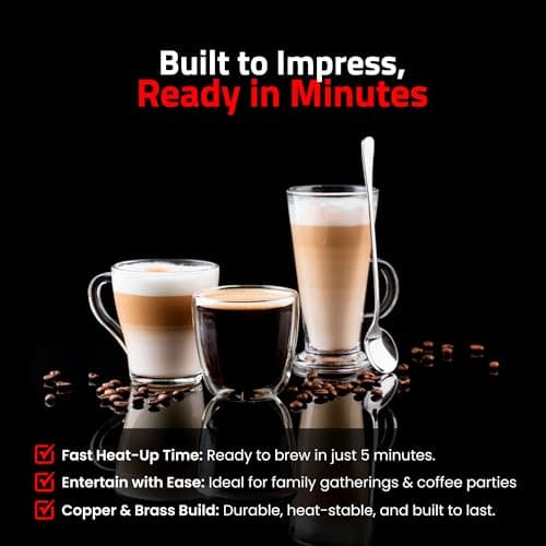 La Pavoni Professional 16-Cup Lever Espresso Machine - Copper and Brass Espresso Maker with Bottomless Portafilter - 38oz Boiler with Pressure Gauge - Manual Lever Operation - Made in Italy