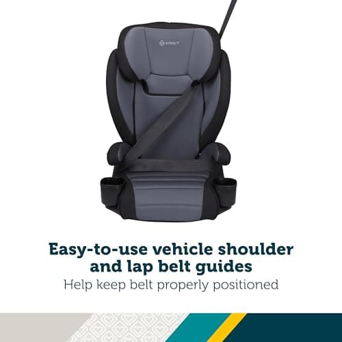 Safety 1st Grow and Go 2-in-1 Booster Car Seat with ComfortWings, Converts High-Back to Backless, 19" Wide, Fits 3 Across, Lightweight, Foldable, Easy-Clean, Cup Holders, 40-100 lbs, Black Sand