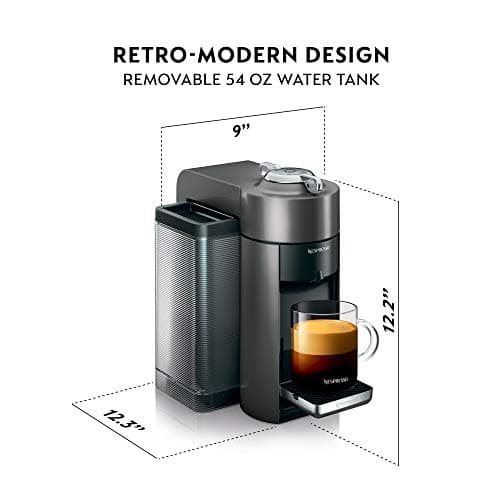 Nespresso Vertuo Coffee and Espresso Maker,1597 ml, by De'Longhi, Graphite Metal