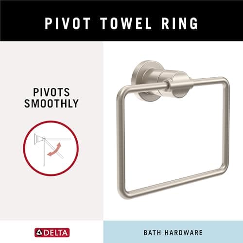 Delta FAUCET NIC64-DN Nicoli 4-Piece Bath Hardware Set 18 to 24 in. Towel Bar, Toilet Paper Holder, Towel Ring, Towel Hook in Brushed Nickel