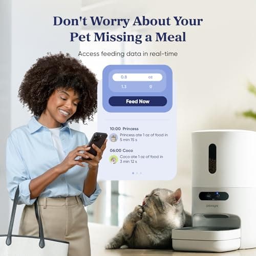 Automatic Cat Feeder,WiFi Smart Scale Tracks Pet's Food Intake, App Remote Feeding, 3.6L Timed Food Dispenser for Cats and Dogs, Up to 10 Meals Per Day, Stainless Steel Bowl, Dual Power Supply