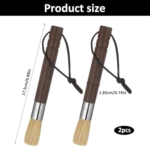 2 Pack Coffee Grinder Cleaning Brush, Coffee Brush with Wood Handle and Natural Bristles Brushes,Coffees Bar Accessories,Coffees Bar Espresso Grinder Brushes