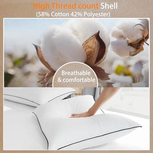 Premium White Goose Down Pillows - 550+ Fill Power - Soft and Support Down Bed Pillow for Sleeping - Hotel Bed Pillows for Back,Side,Stomach Sleepers,Standard (1 Pack,20" x 26")