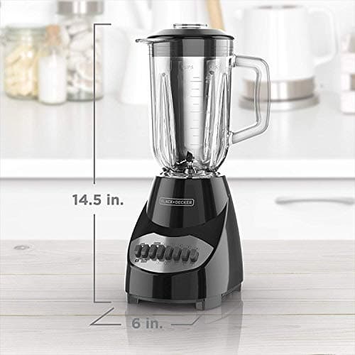 BLACK+DECKER 10-Speed Countertop Blender, Pulse Button, 6-Cup Glass Jar, Dishwasher-Safe, Stainless Steel Blade, Suction Feet