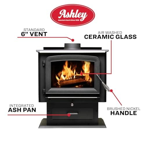 Ashley Hearth AW2520E-P 2,500 Sq. Ft. EPA Certified Pedestal Wood Burning Stove