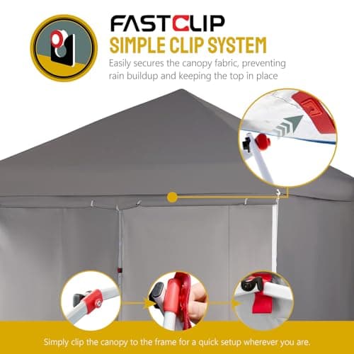 CROWN SHADES 10X10 Comercial Instant Canopy Pop Up Tent with Center Lock (10x10 with 4 Sidewalls, Grey)
