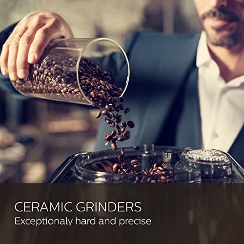 Philips Saeco Xelsis Super Automatic Espresso Machine - LatteDuo Milk System, 15 Coffee Varieties, 6 User Profiles, Touchscreen, Black & Titanium, (SM7684/04)