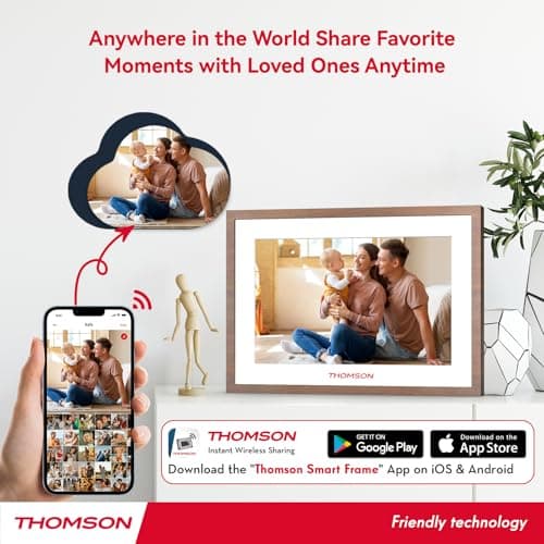 Digital Picture Frame with 4000mAh Battery, Digital Photo Frame WiFi with 32 GB, HD IPS Touch Screen, Auto-Rotate, Slideshow, Share Photos/Videos from Phone by App (10.1Inch Battery)