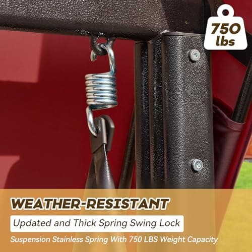 3 in 1 Outdoor Porch Swing with Adjustable Canopy, 3 Seat Outdoor Swing for Adults, Patio Swing Chair with Thickened Cushions,Pillows & Cup Holders for Backyard, Porch, Garden (Wine Red)