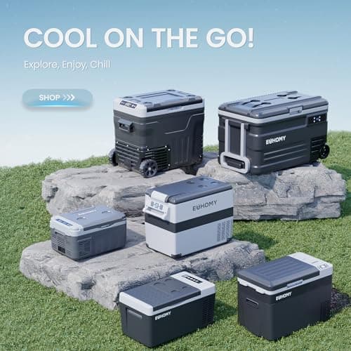 EUHOMY 12 Volt Refrigerator with Ice Maker, 48QT(45L) Electric Cooler Usable Battery Dual Zone, Car Refrigerator APP Control, 12V Fridge 12/24V DC 110-240V AC for Camping, Travel, Outdoor, Home